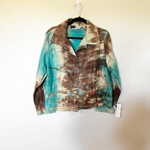 Rhonda‎ Stark turquoise Gypsy embroidered jacket women’s XL
